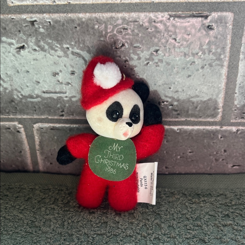 Hallmark 1986 Child’s Third Christmas Panda Christmas Ornament